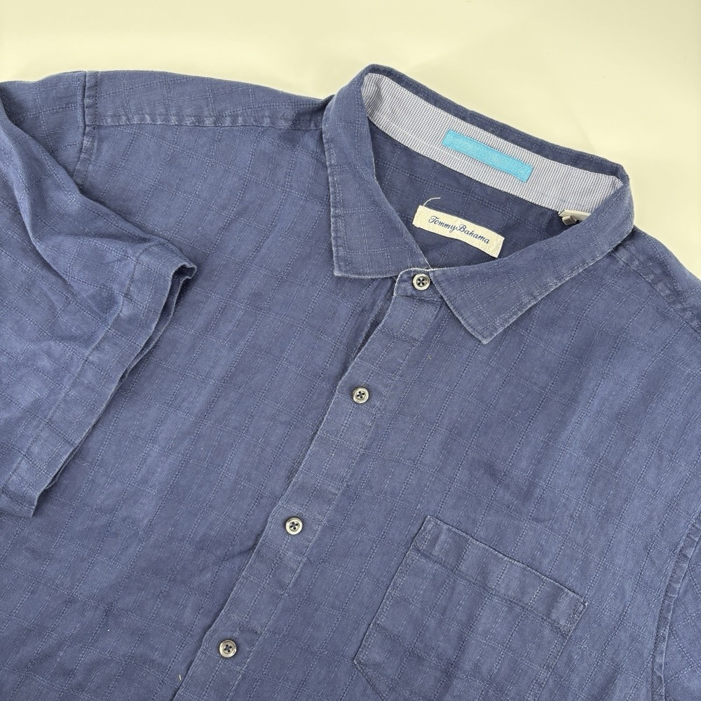 Tommy Bahama Mens‎ XXL Blue Linen Button Up Shirt